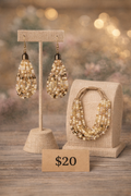 Seed Bead Bracelet & Fringe Earring Set
